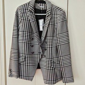 White House Black Market NEW Houndstooth Plaid Double Breasted Blazer size 14